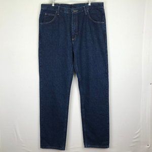 Wrangler Five Star Mens 38 x 34 Blue Jeans Regular Fit Straight Leg 100% Cotton